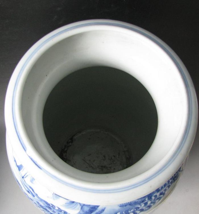 民国青花鸿门宴人物故事赏瓶_民国青花鸿门宴