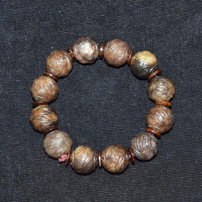 古玩古玉老珠子扭丝纹圆珠手链 佩件_古玩古玉