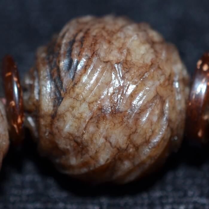 古玩古玉老珠子扭丝纹圆珠手链 佩件_古玩古玉