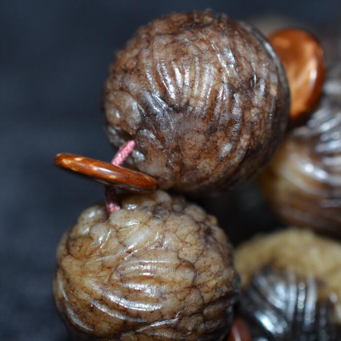 古玩古玉老珠子扭丝纹圆珠手链 佩件_古玩古玉