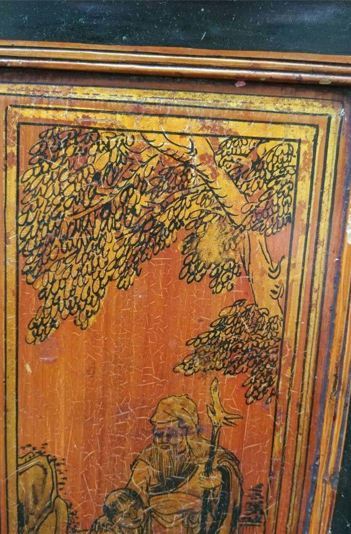 678 古玩古董木艺老物件人物画果盘茶盘茶室用