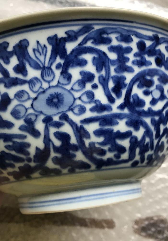 清早期青花西番莲大碗_清早期青花西番莲大碗