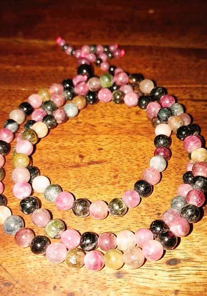 天然晶莹光泽成色老碧玺长手链_天然晶莹光泽