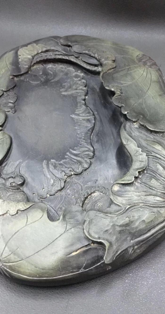 晩清名家王垿款荷趣端砚