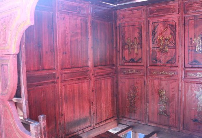 民国晚期朱红漆老式拔步床架子床千工床古玩老