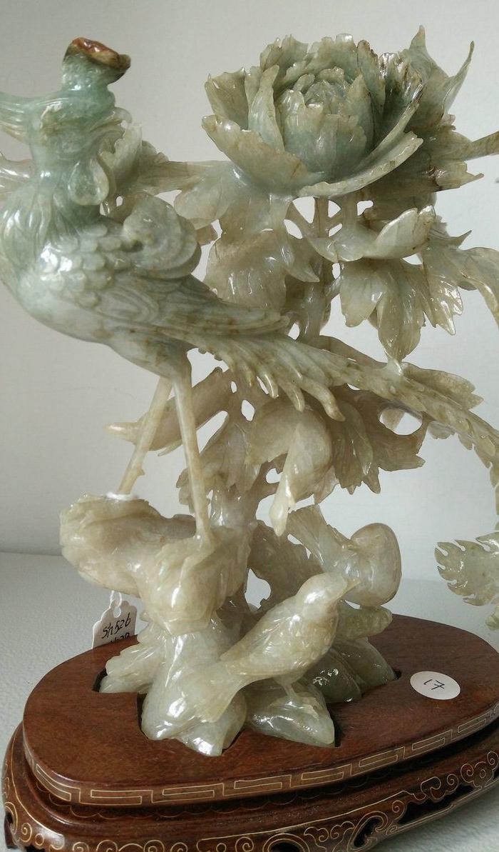 建国初期 轻工部美术社雕刻的凤穿牡丹整雕圆