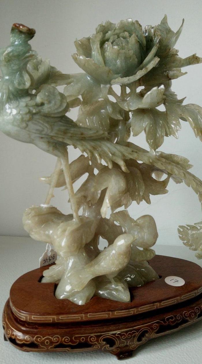 建国初期 轻工部美术社雕刻的凤穿牡丹整雕圆