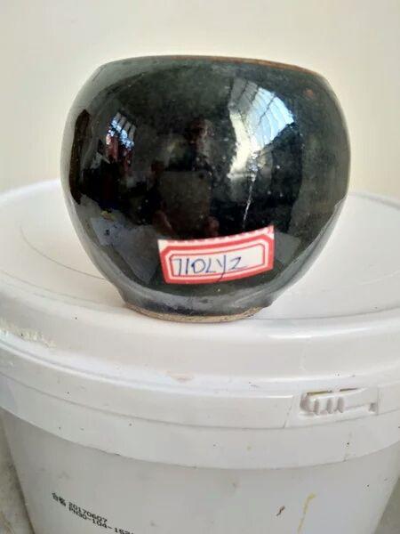 清朝老旧物件瓷乌金釉拔火罐中药拔罐瓷罐_清