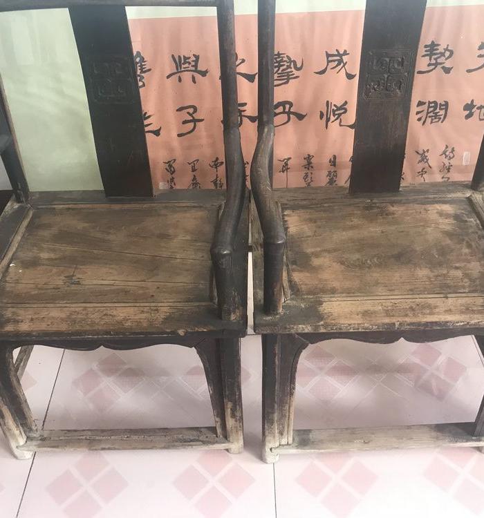 清代老榆木官帽椅包浆浓厚使用价值极高官帽椅