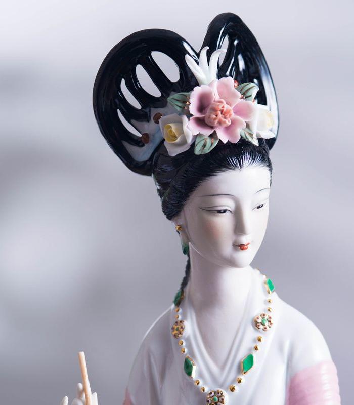 精品唐朝仕女人物摆件中式美女陶瓷古典家居工