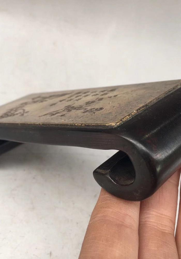 檀木镶铜墨床 疏影横斜水清浅,暗香浮动月黄昏