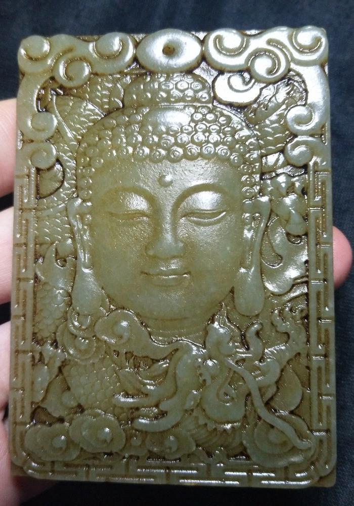 老和田《观音土保平安》玉牌200元不议价_老