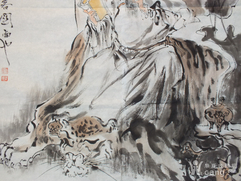 吴门画派画家王锡麒夜读关帝人物画