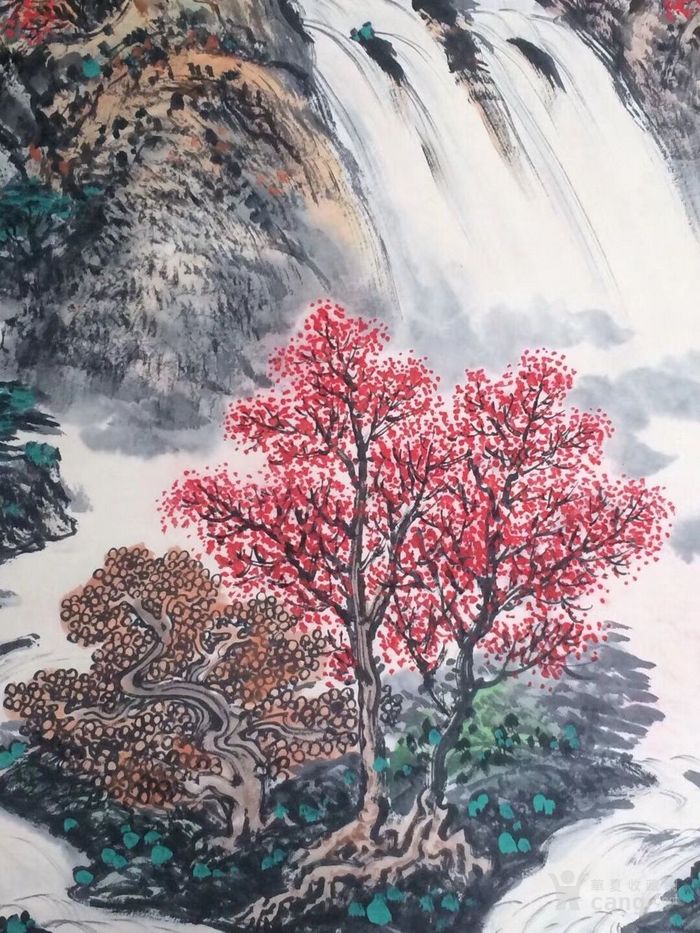 珍藏品手绘 关山月山水画 国画 四尺手绘立轴山水图