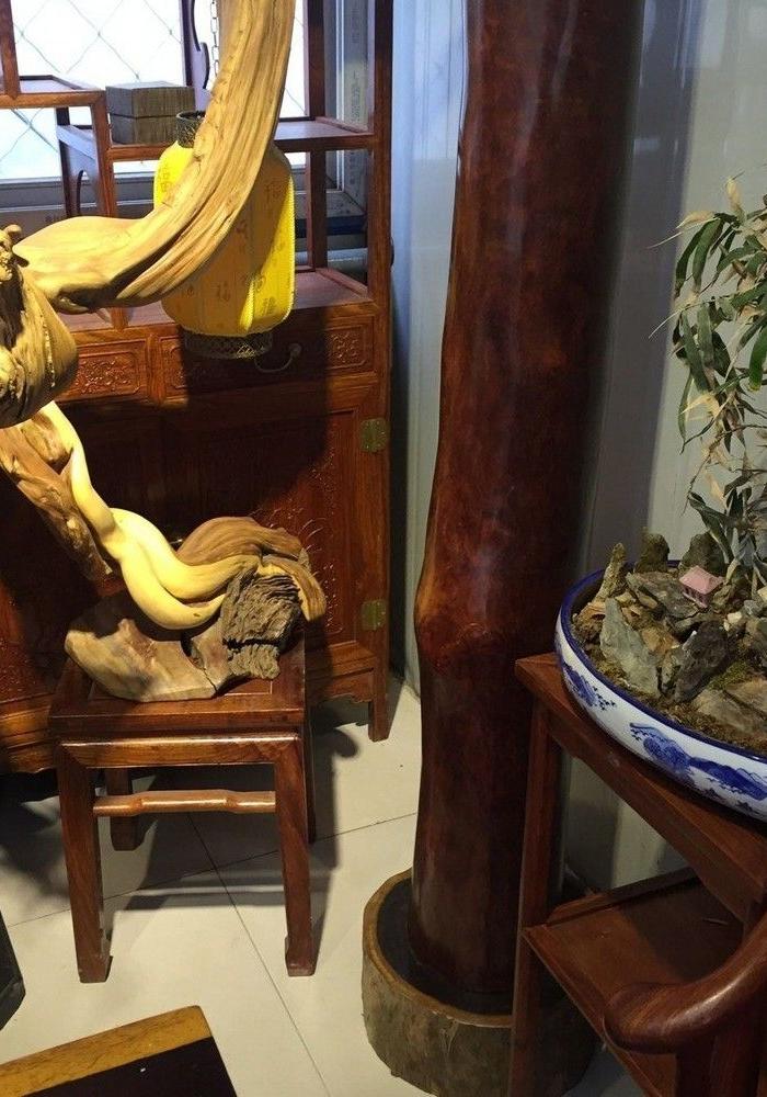 北京现货精品满牛纹血檀风水柱