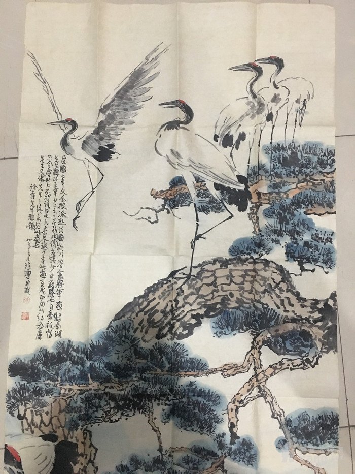 徐悲鸿云中仙鹤作品