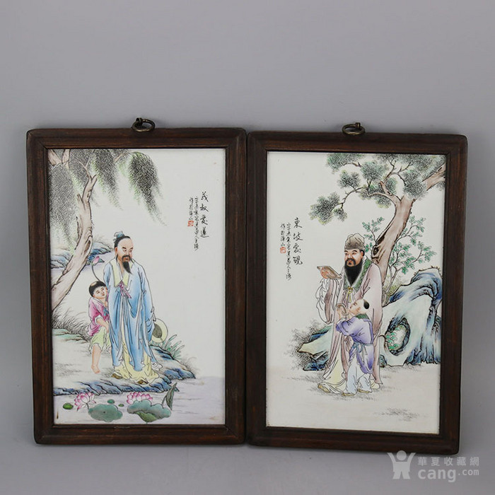 珠山八友王琦粉彩人物故事瓷板画一套四块