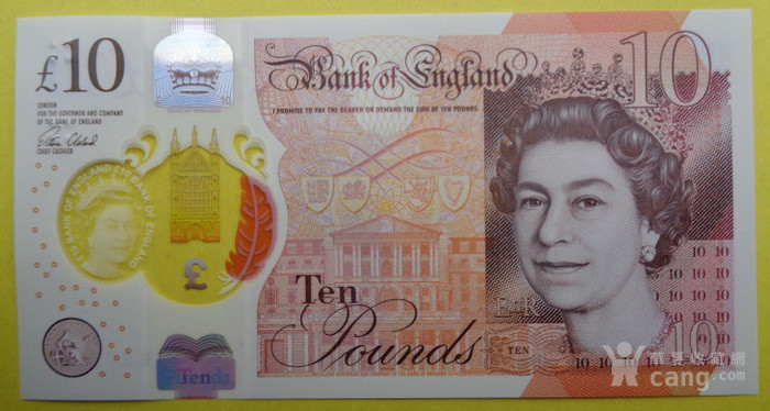 欧洲全新unc英国10英镑塑料钞收藏品外国