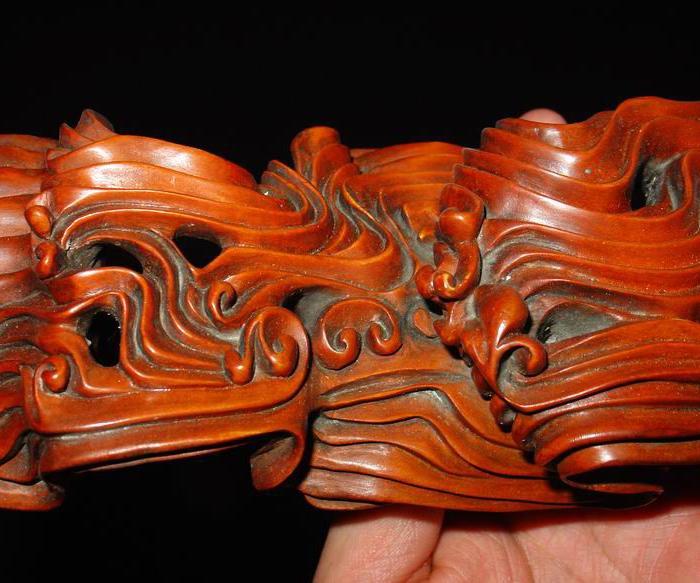 老木雕 黄杨木 波浪纹座子