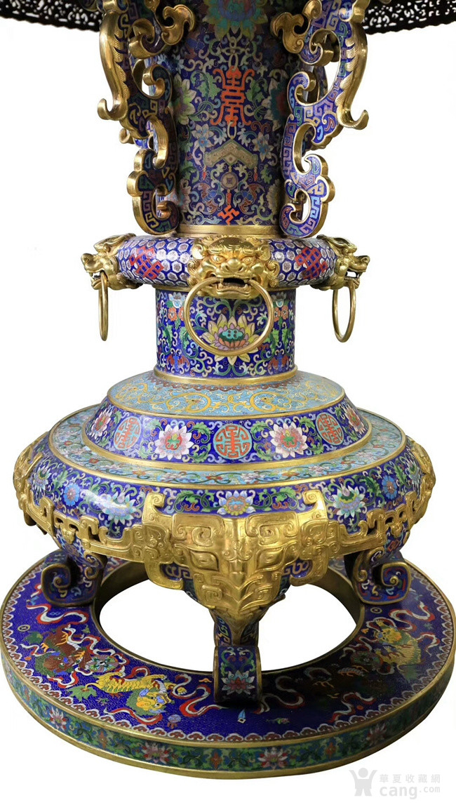 清代精铸铜胎景泰蓝掐丝珐琅彩百鸟朝凤圆桌四凳