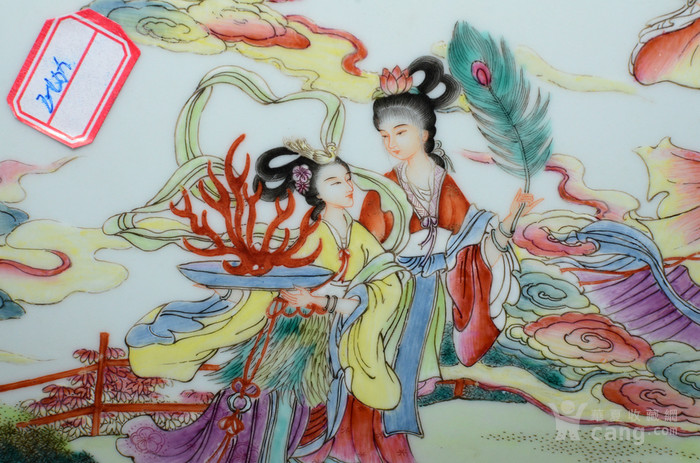 古董古玩瓷器收藏 大清光绪年制纯手绘粉彩七仙女人物