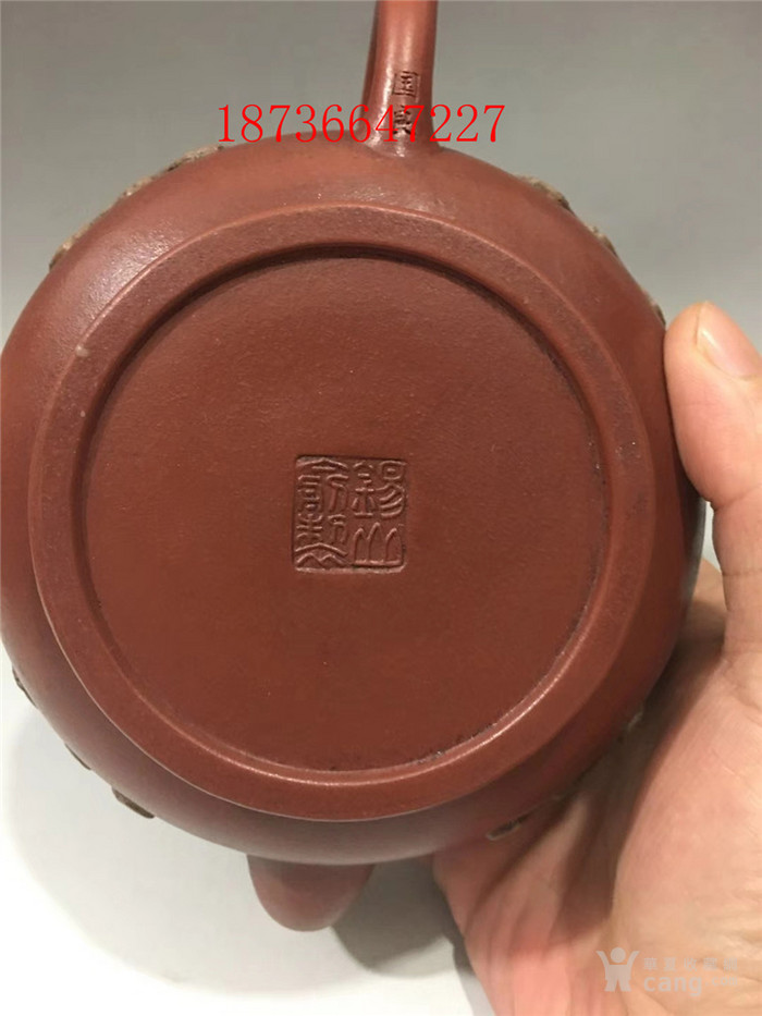 古董古玩老紫砂壶收藏 晚清名家余国良制朱泥堆塑紫砂