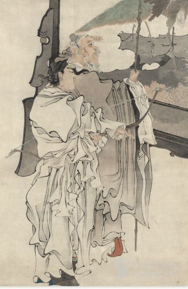 清代任伯年开屏孔雀图