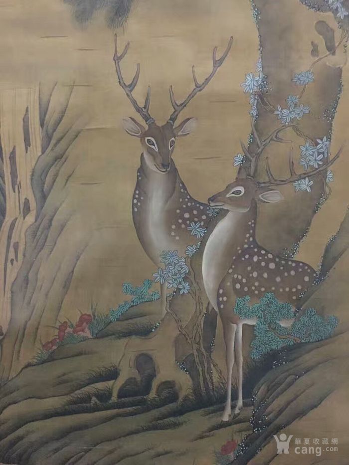 郎世宁工笔鹿山水画