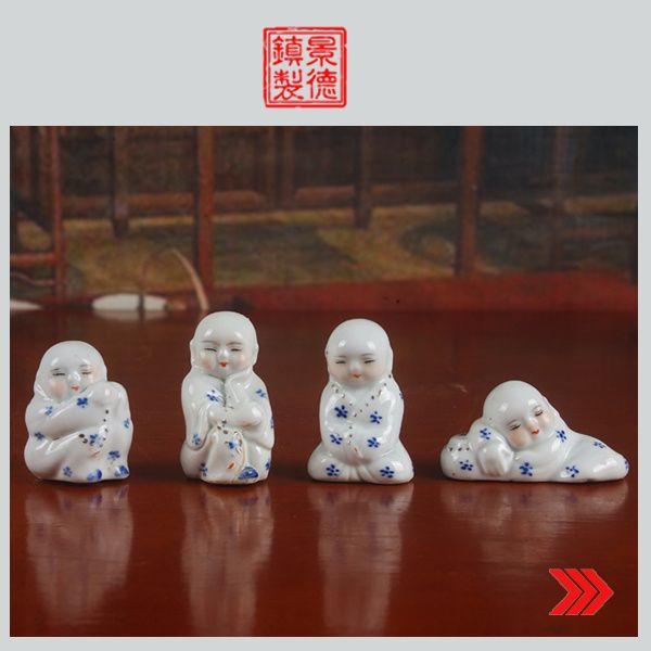 高白泥高白釉雕塑瓷 一休一套 4个