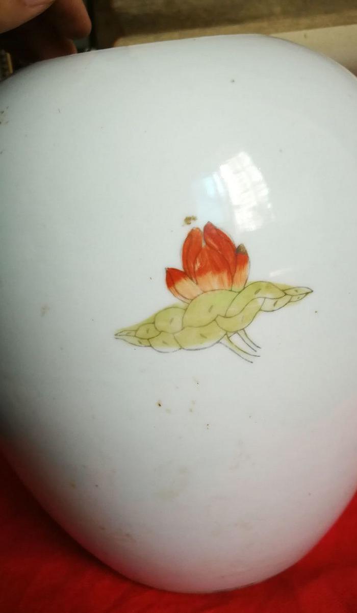 50年代 结婚嫁妆。粉彩,鸳鸯戏水 粉彩瓷罐。喜