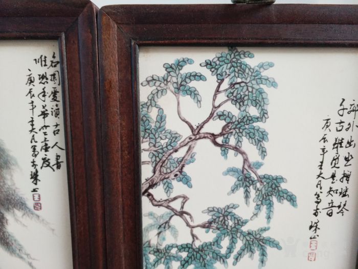 清代五彩人物瓷板画