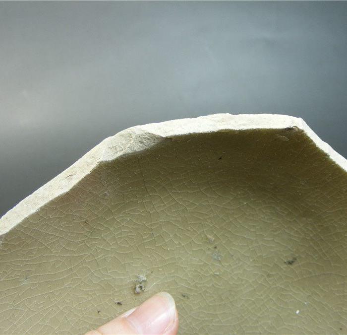 北.宋越窑米黄釉带棱面大圆碗残件 个头大 完整