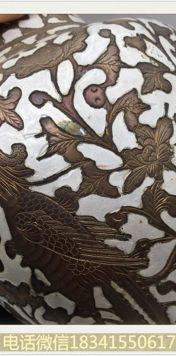 民国铜烧蓝凤穿牡丹赏瓶 1806.27