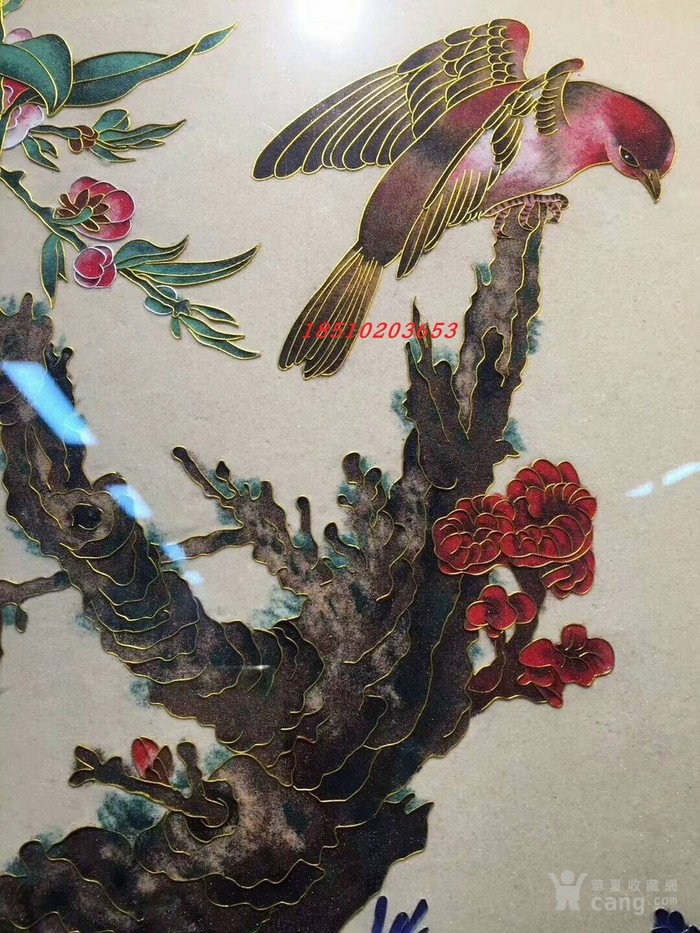 富贵春景图掐丝珐琅画 张同禄大师作品 景泰蓝画 客厅