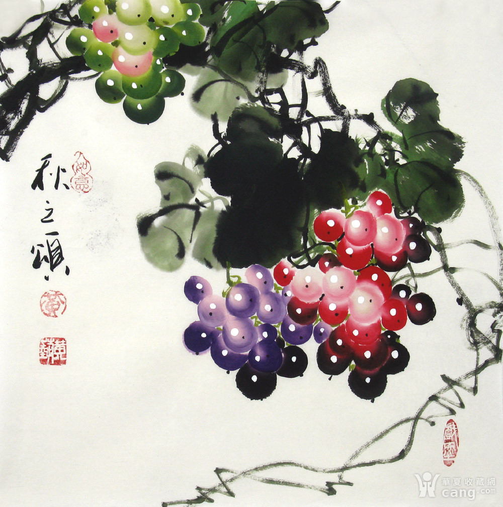 黄艺真迹国画花鸟手绘收藏字画葫芦石榴小品花鸟葡萄