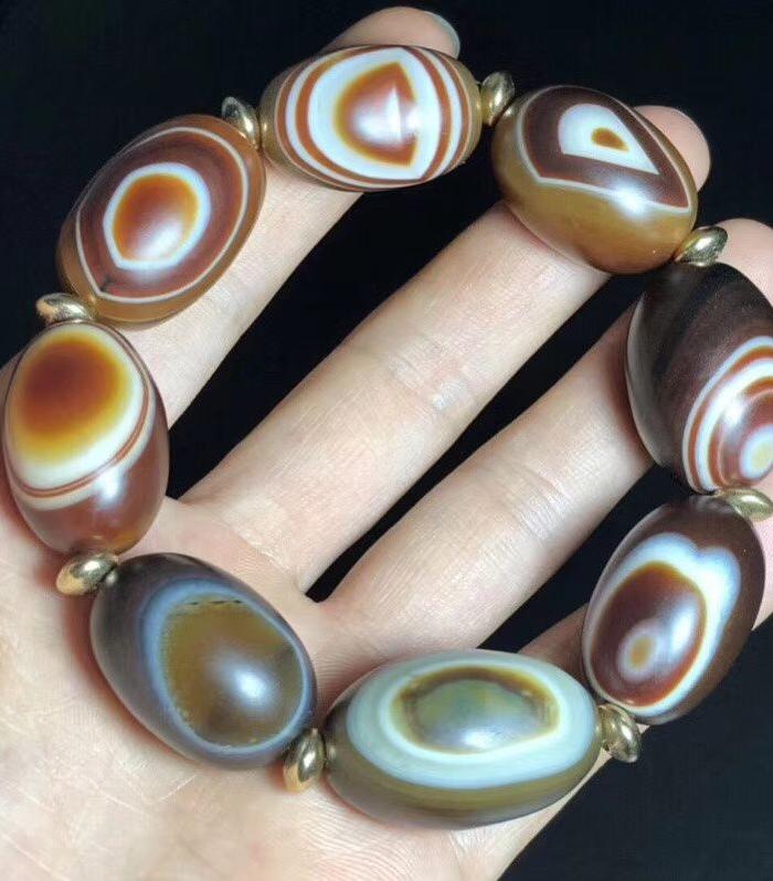 尼泊尔回流九页石岩天眼石一眼天珠手串