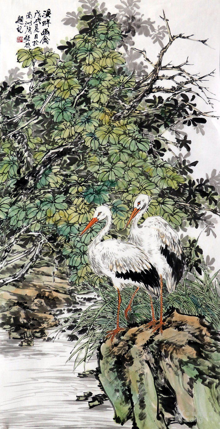 文秋林纯手绘真迹国画收藏字画四尺竖幅写意花鸟画