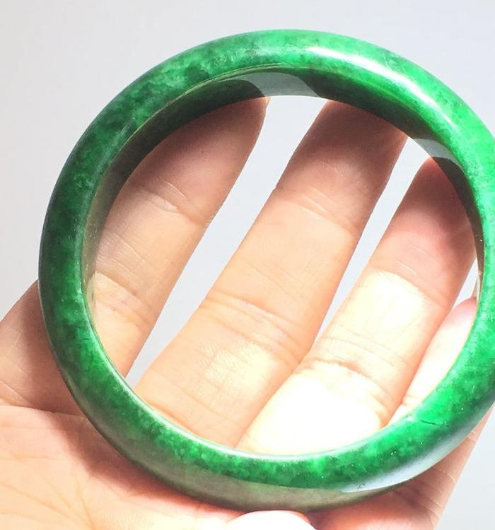 * 晚清 糯种 满帝王绿翡翠富贵镯 色泽艳丽