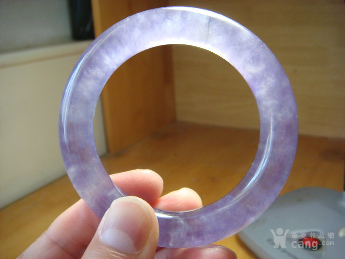 玻璃种紫罗兰翡翠圆条镯子1