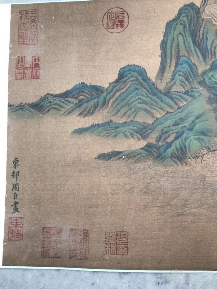 明代周臣画家绢本山水手卷画一副