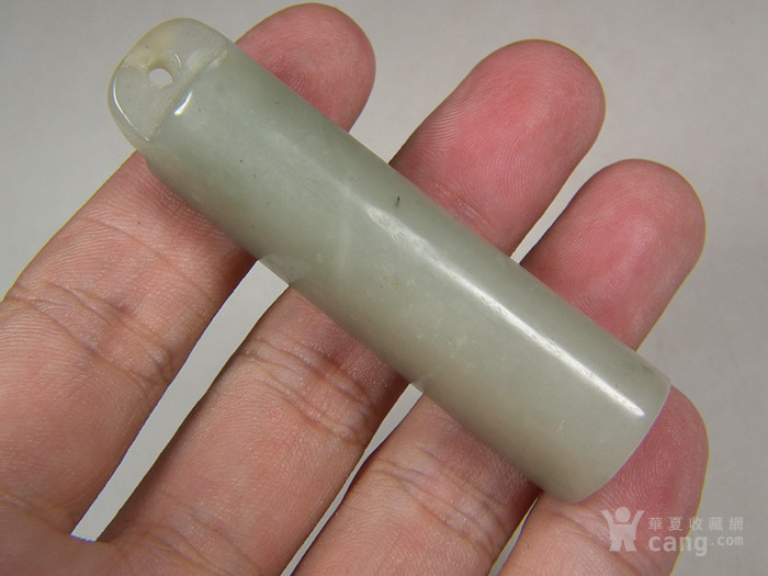 老和田青白玉带沁色大玉翎管