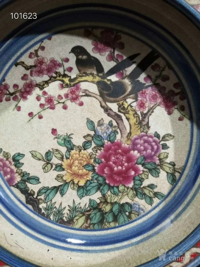 大明万历年制手绘粉彩花鸟笔洗