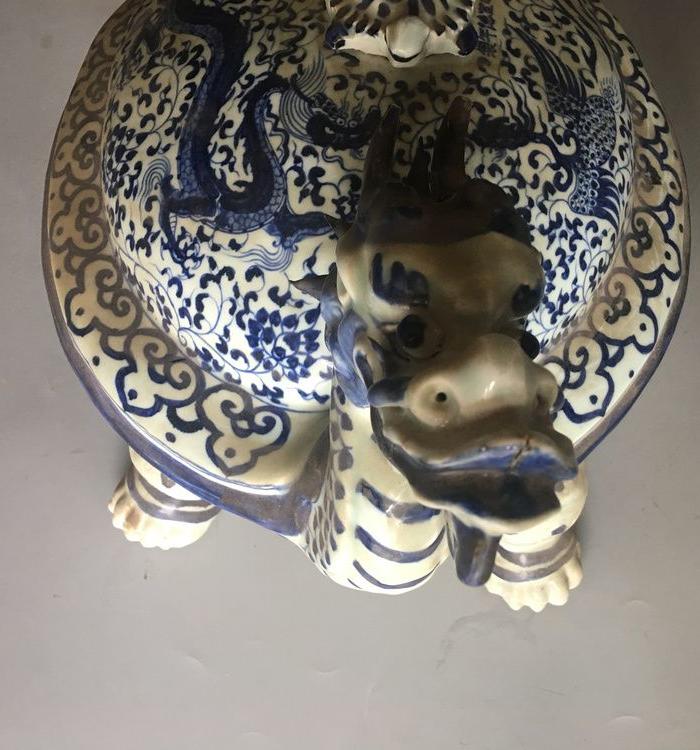 明代青花盘龙玄武摆件