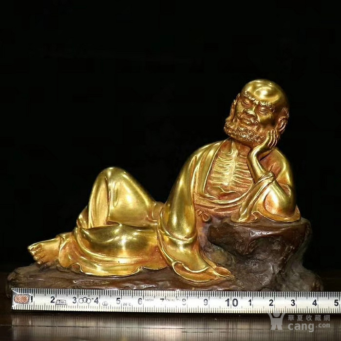 老紫铜鎏真金静思罗汉