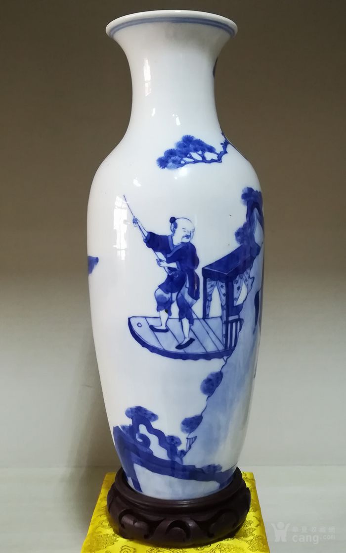 清光绪,青花 群贤毕至 图,大号柳叶瓶图片