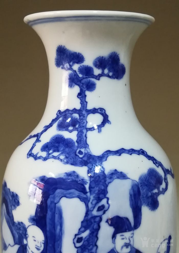 清光绪,青花 群贤毕至 图,大号柳叶瓶图片