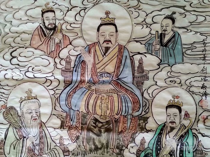 保证纯手工绘画,道教三清祖师画像,人物画国画