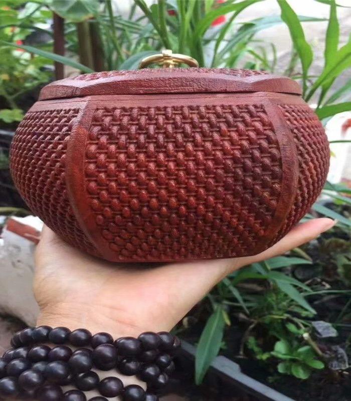 赞比亚血檀围棋罐 多功能创意收纳盒 随形桌面