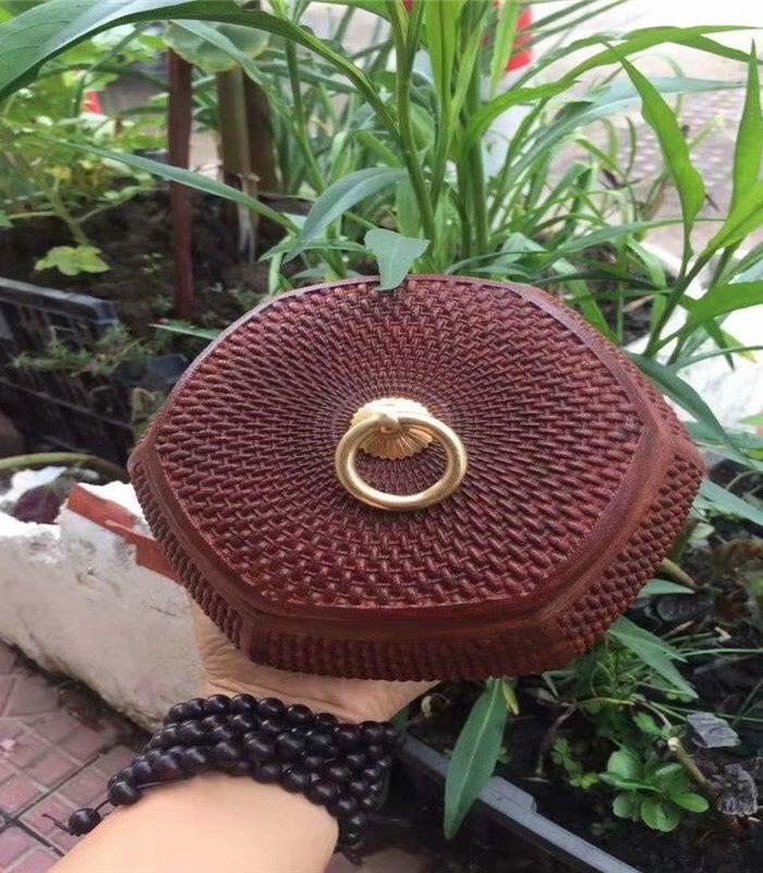 赞比亚血檀围棋罐 多功能创意收纳盒 随形桌面