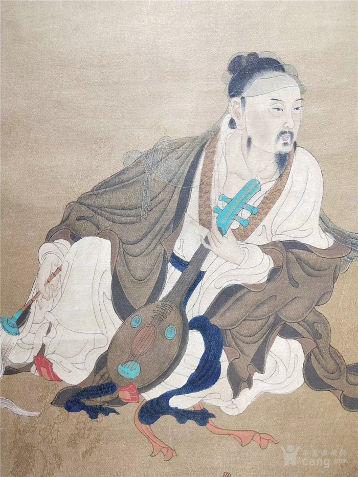李成 手绘绢本人物画